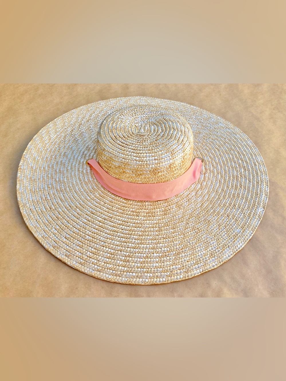 Anthro โ Wyeth Extended Wide Brim Boater Straw Hat with Tie Ribbon Chin Strap - Picture 7 of 17